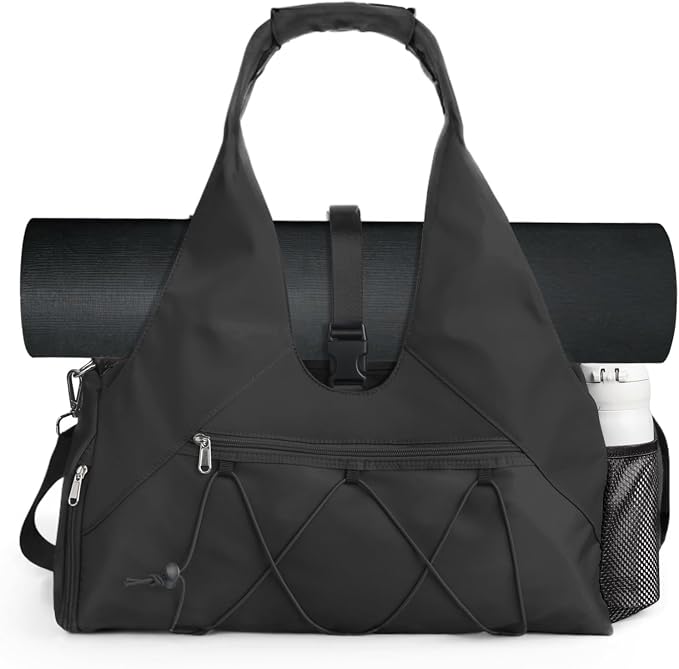Forestfish Gym Bag For Women With Yoga Mat Holder & Shoe Compartment & Wet Dry Storage Pocket & Adjustable Strap