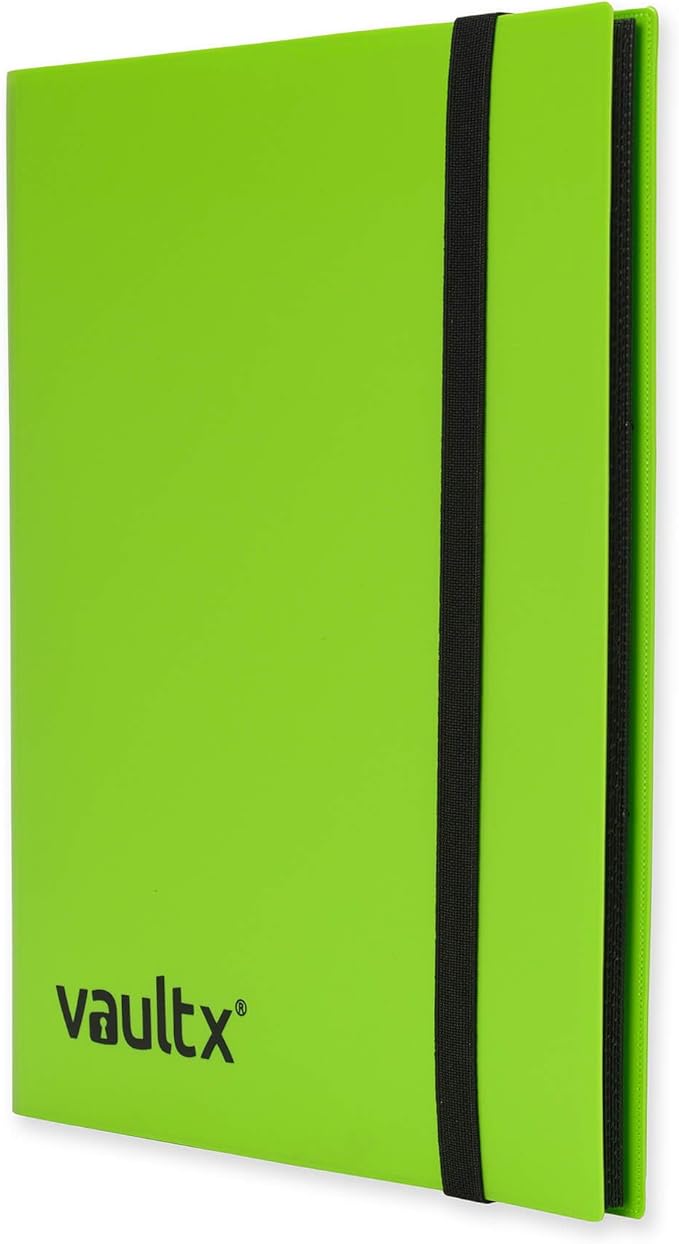 Vault X 9 Pocket Standard Strap Binder, Holds 360 Trading Cards in 20 Side-Loading Pages (Green)