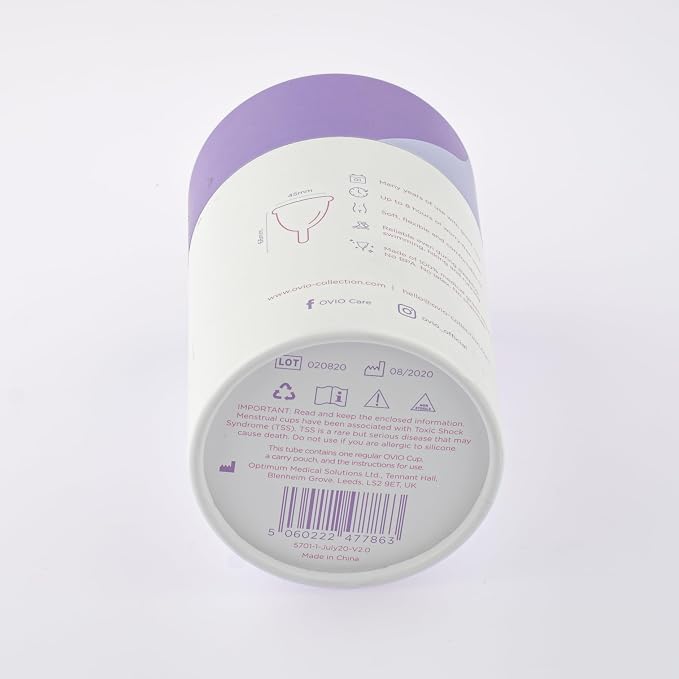 OVIO Menstrual Cup - Reusable Soft and Flexible 100% Medical Grade Silicone Cup with Travel Pouch - Leak Free and Reliable with Size Replacement Guarantee