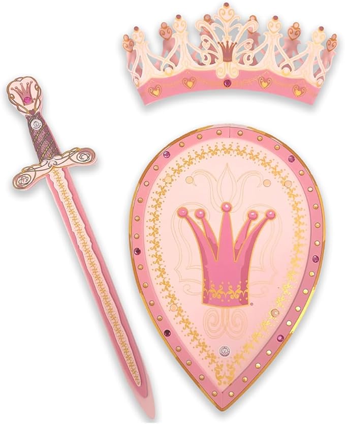Liontouch - Queen Rosa Foam Sword, Shield & Crown for Girls - Age 3-8 Years | Durable & Safe Set in Medieval Style for Pretend Play | Toy Weapons & Battle Accessories for Dress Up & Royal Costumes