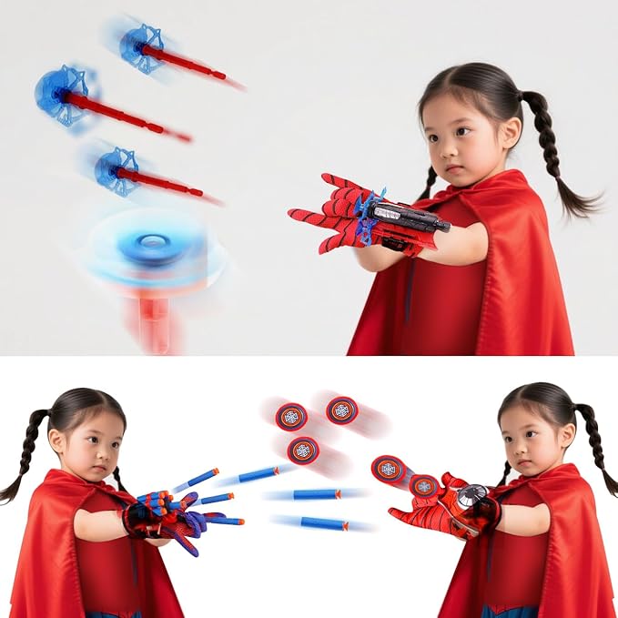 3 Sets Spider Web Shooters, Superhero Toys, Spider Web Plastic Launcher Glove with Wrist Toy Set, Safe Outdoor Action Toys for Boys and Girls-4 Years and Up, AllSaints'Day Christmas Birthday Party