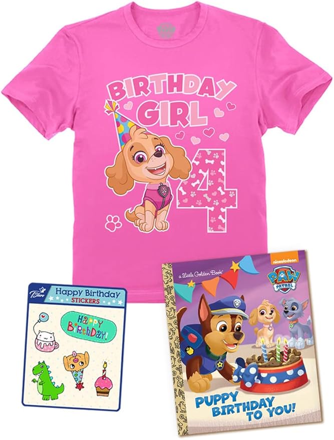 Skye Paw Patrol 4th Birthday Girl Shirt for 4 Year Old Girls - Pup-Themed Party Toddler T-Shirt