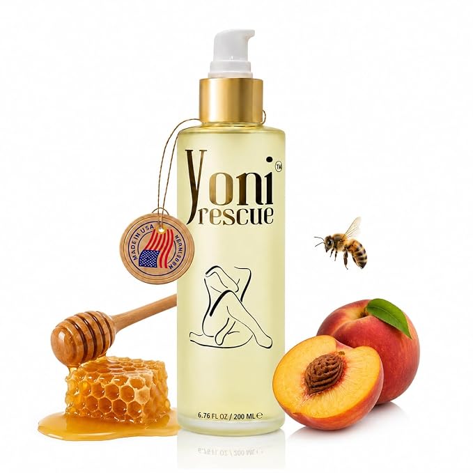 Yoni Oil For Women | Made in USA with Apricot, Jojoba, Vitamin E oil | Daily Moisturizing All Natural Feminine care Oil for Dark Spots, Ingrown Hair | pH Balance | Eliminates Odor | 6.76 oz | Peach