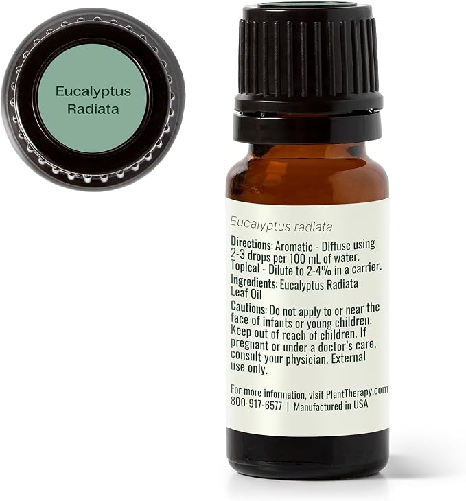 Plant Therapy Eucalyptus Radiata Essential Oil 10 mL (1/3 oz), 100% Pure, Undiluted, for Aromatherapy, Respiratory Support & Focus
