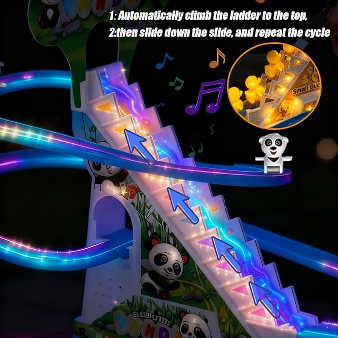 Dogs Climbing Toy Set Electric Light Slide Climbing Toys for Automatic Stairs,Playful Santa Race Game Christmas Roller Climbing Toys with LED Light and Music for Toddlers Boys Girls