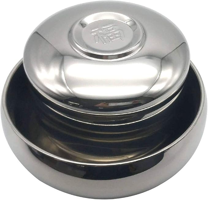 GARASANI Kitchen Tableware Stainless Steel Round Korean Traditional Rice Bowl With Lid Soup Bowl Set Vacuum Insulated Double Wall Metal Dinnerware