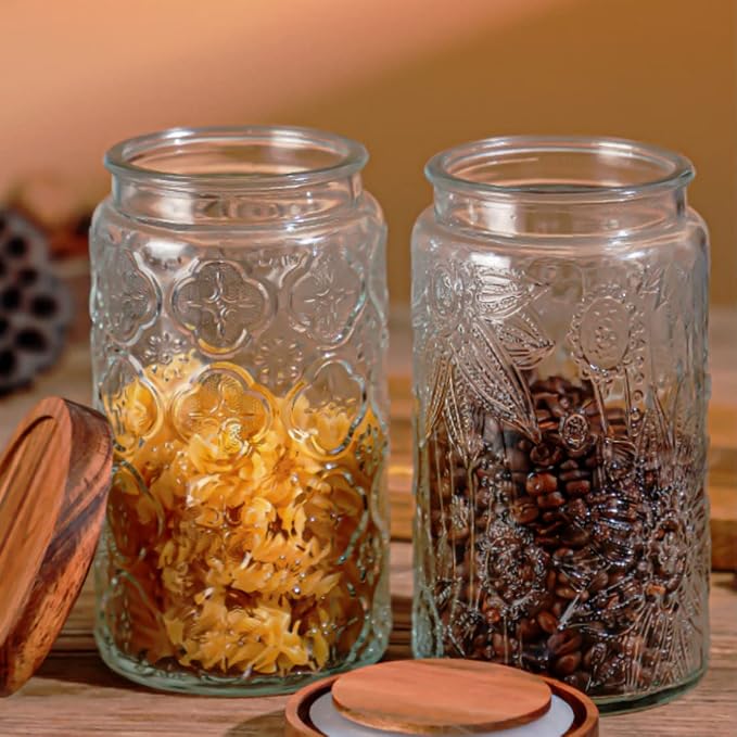 Vintage Airtight Glass Jar, 34oz Candy Jar with Lid | Coffee Canister, Decorative Mason Jar, Glass Food Storage Container for Coffee, Tea, Candy, Cookie, Sugar, Cute Jar