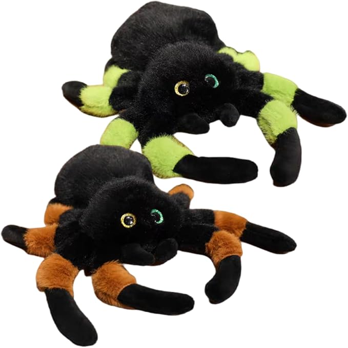 11 Inch 2Pack Creative 3D Simulation Halloween Spider Pillow,Fluffy Cars Pillow Outdoor Cushions for Halloweens Party Favors,Clever Boy's and Girl's Room Spiders Decorations Indoor