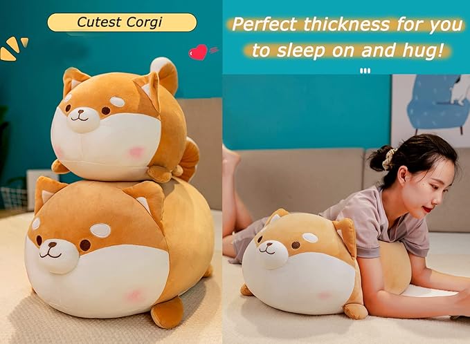 19.7" Shiba Inu Plush Corgi Stuffed Animal, Soft Hugging Pillow Easter Gift, Big Plush Pillow Cute Plush Toys Gift for Boy Girl Kids Birthday Valentine