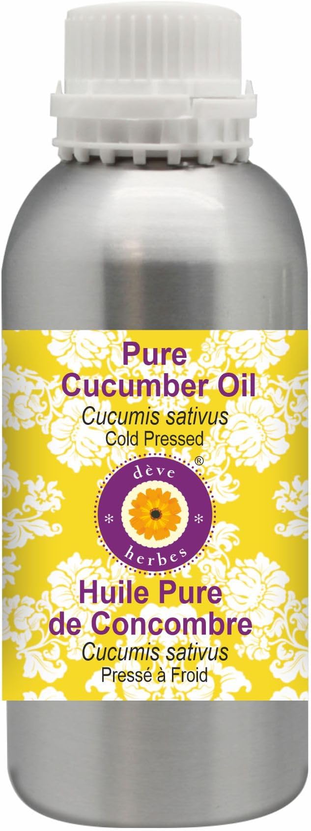 Deve Herbes Pure Cucumber Oil (Cucumis sativus) Cold Pressed 630ml (21 oz)