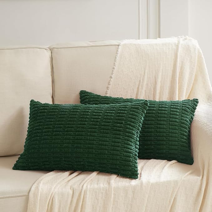 Fancy Homi 4 Packs Decorative Throw Pillow Covers for Living Room Couch Bed, Modern Farmhouse Boho Home Décor Accent Cushion Case, 24" x 16", Dark Green