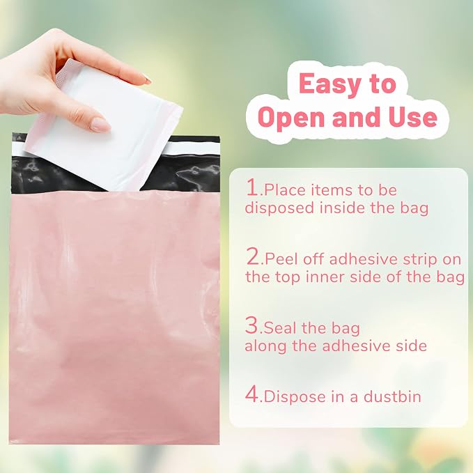 Sanitary Napkin Disposal Bags,100Pcs Feminine Personal Disposal Bags for Tampons and Pads,Self-Adhesive Sealed and Leakproof