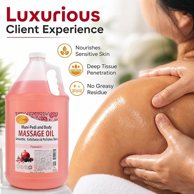 SPA REDI Professional Bulk Massage Oil – Hybrid Glide Formula with Argan Oil & 10-Botanical Complex | For Licensed Massage Therapists & Spa Use | Extended Deep Tissue Sessions | Made in USA | 1 Gallon