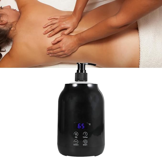 Massage Oil Warmer with LED Display Touch Control, 30 to 65℃ Temperature Adjustable, Electric Heater for Fast Heating Body Lotion Lube Gel Cream for Home Beauty SPA Salon