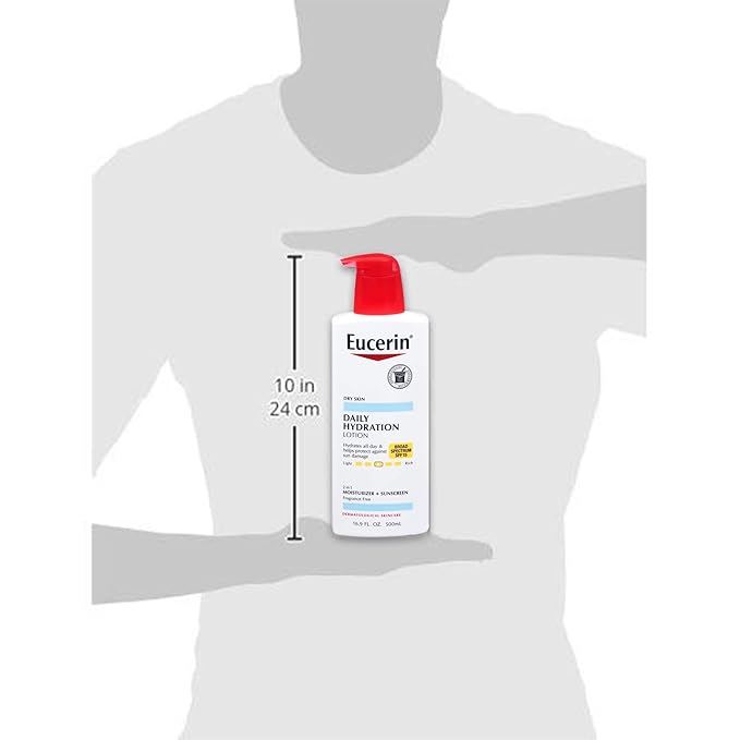 Eucerin Daily Hydration Lotion with SPF 15 - Broad Spectrum Body Lotion for Dry Skin - 16.9 fl. Oz. Pump Bottle (Pack of 3)
