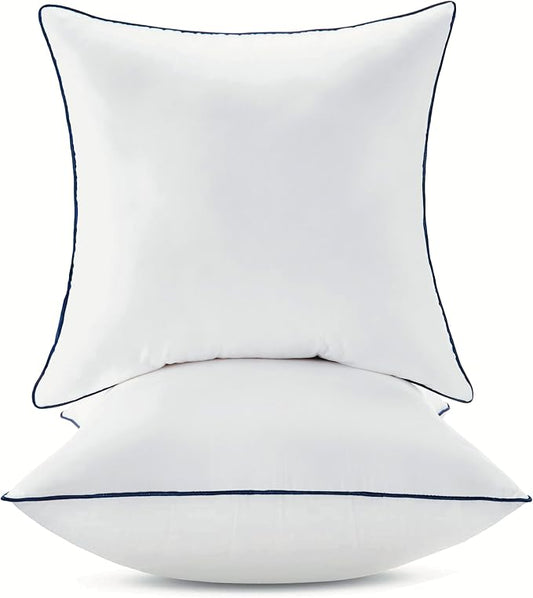 22x22 Inch Pillow Inserts Set of 2-100% Cotton Cover, Square Decorative Throw Pillows for Couch, Sofa, Chair, or Bed (2 Pack, 22x22 Inch) | 100% Premium Polyester Fill, Fluffy & Soft with Comfy Support - White Decorative Cushion Inserts for Couch, Sofa...