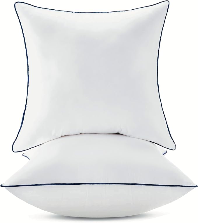 20x20 Inch Pillow Inserts Set of 2-100% Cotton Cover, Square Decorative Throw Pillows for Couch, Sofa, Chair, or Bed (2 Pack, 20x20 Inch) | 100% Premium Polyester Fill, Fluffy & Soft with Comfy Support - White Decorative Cushion Inserts for Couch, Sofa...