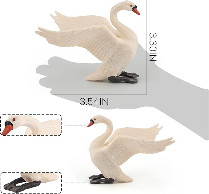 LC JoyCre Goose Toy Swan Toy 3.5 Inch Big White Swan Figurine Animal Figure for Toddlers Preschool Animals Figures Eduactional Project Diorama Model for Kids 3 4 5 6