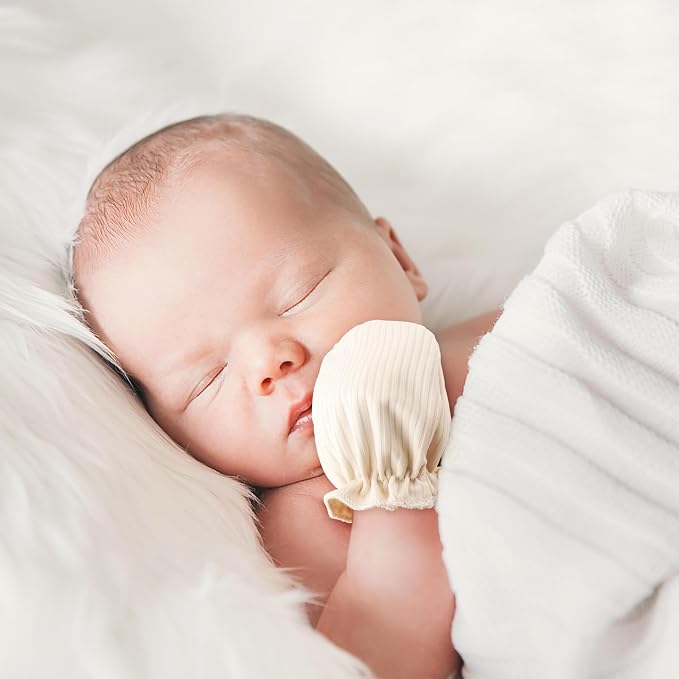 BQUBO Newborn Infant Toddler Mittens No Scratch Cotton Elastic Wrist Gloves Hypoallergenic for 0-6 Months Baby Boys Girls