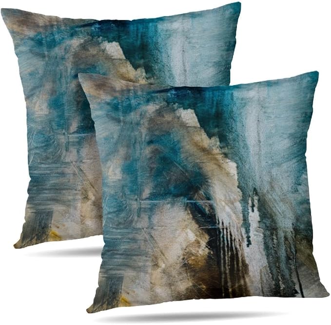 Throw Pillow Covers for Couch, 20x20 Inch, 2 Pack, Black Teal | Decorative Throw Pillow Covers Cushion Covers for Couch Bedroom Sofa Living Room