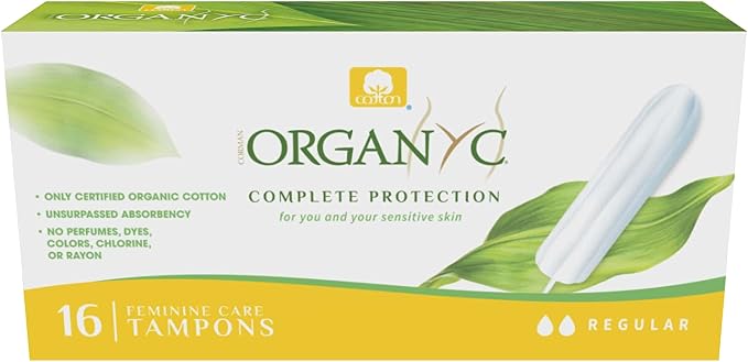 Organyc - 100% Certified Organic Cotton Tampons - No Applicator, Free from Chlorine, Perfumes, Rayon, and Chemicals 192 Count, Regular Flow (Pack of 12)