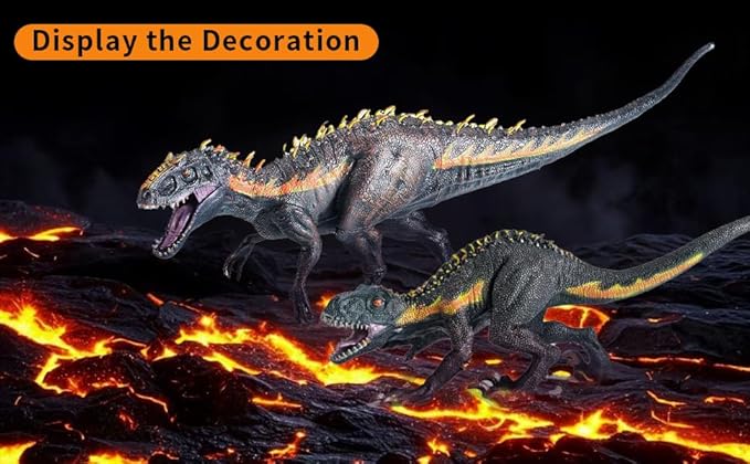 Large Realistic Tyrannosaurus Rex Toy, 15.7 inch and 11 inch T-REX Dinosaur Colletion, Kids' Play Dinosaur & Prehistoric Creature Figures with Moveable Jaw, Red, Ages 8+