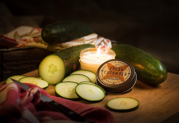 Fresh Cucumber 4 Oz Scented Soy Aromatherapy Candle w/Jar