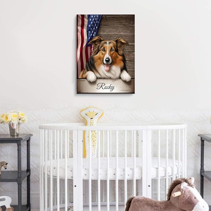 Custom Wooden Jigsaw Puzzles with Your Dog's Name on Collie Art Print - 300 500 1000PCS Puzzles Game and Home Wall Decor