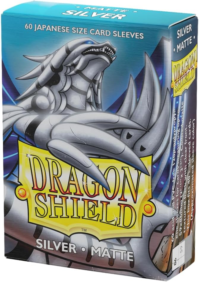 Dragon Shield | Japanese Size Card Matte Sleeves | 60 CT - Smooth & Tough Premium TCG Sleeves - Compatible with Yu-Gi-Oh, Naruto, Cardfight & Vanguard | Silver