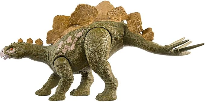 Mattel Jurassic World Wild Roar Dinosaur Toy with Sound & Attack Move, Hesperosaurus Posable Action Figure Includes Digital Play, 11 inches Long