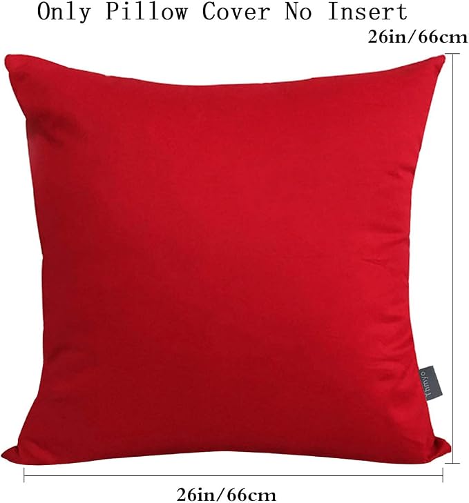 Thmyo 4-Pack 100% Cotton Comfortable Solid Decorative Throw Pillow Case Square Cushion Cover Pillowcase Sublimation Blank Pillow Covers DIY Throw Pillowcase for Couch Sofa Bed(26x26inch/66x66cm,Red)