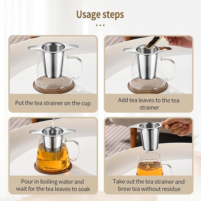 2Pack Tea Infuser for Loose Leaf Tea, 18/8 Stainless Steel Loose Leaf Tea Steeper with Drip Tray, Extra Fine Mesh Tea Strainer Diffuser tea accessories