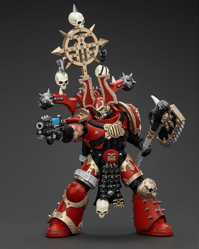 Pipigirl JoyToy GW 40K Genuine License 1:18 Action Figure, World Eaters Khorne Berzerker with Berzerker lcon, 4.96 inch Collectible Action Figures Sets