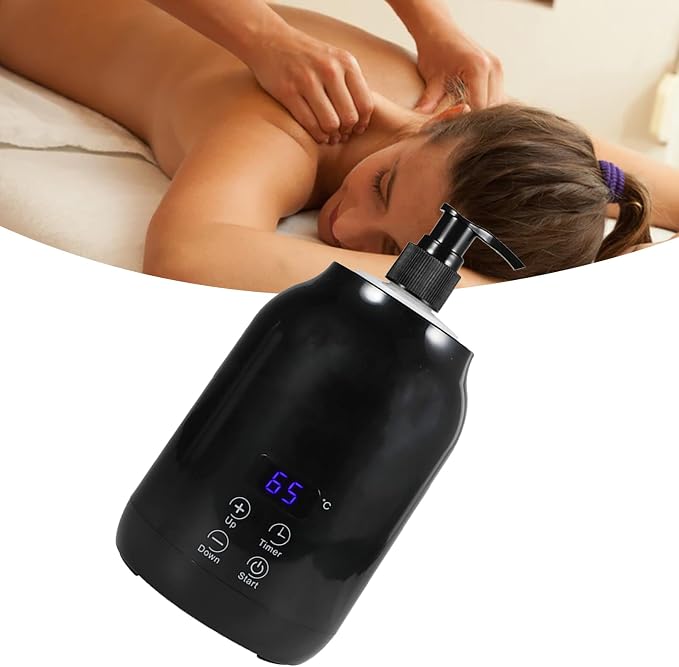 Massage Oil Warmer with LED Display Touch Control, 30 to 65℃ Temperature Adjustable, Electric Heater for Fast Heating Body Lotion Lube Gel Cream for Home Beauty SPA Salon