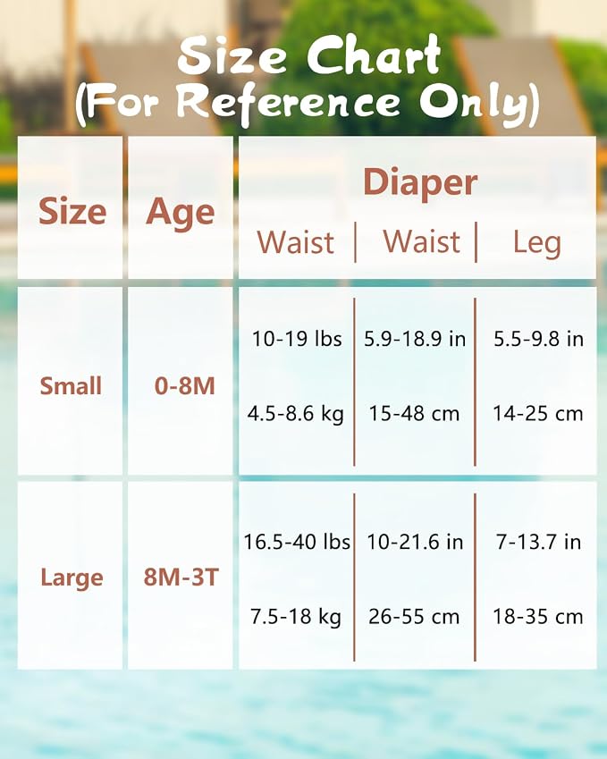 Babygoal Swim Diapers 3 Pack for 8M-3T Infant and Toddler, Reusable Adjustable Washable for Baby Swimming Lessons