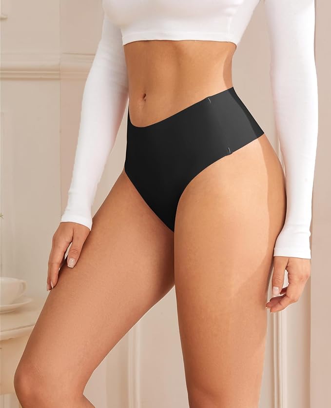 oshkang Thongs for Womens High Waisted Seamless for Women Underwear Sexy Breathable Panties 6 Pack