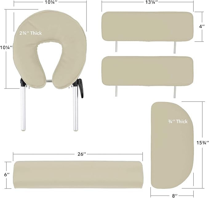 Saloniture Professional Portable Massage Table with Backrest - Cream