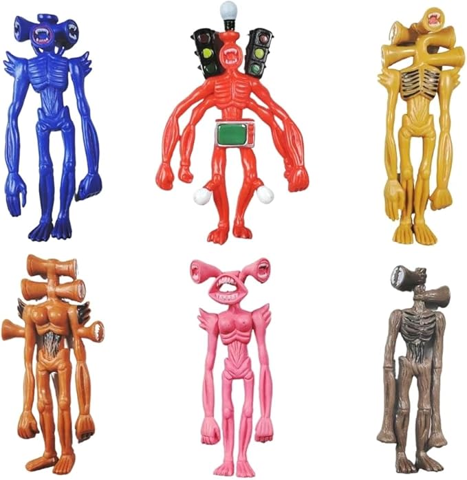 6 PCS Siren Head Toys Action Figure Model Doll Gift for Kids Halloween Thanksgiving Christmas Birthday Gifts