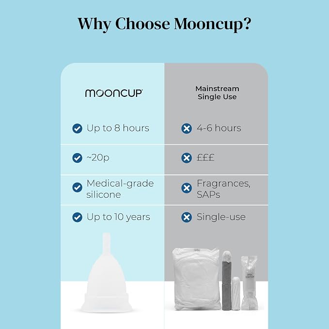 Mooncup® The Original Silicone Menstrual Cup, Reusable, Ultra Soft & Easy Insert, Great for Heavy Flow Periods, Size B, Age 30 or Under (Pack of 1)