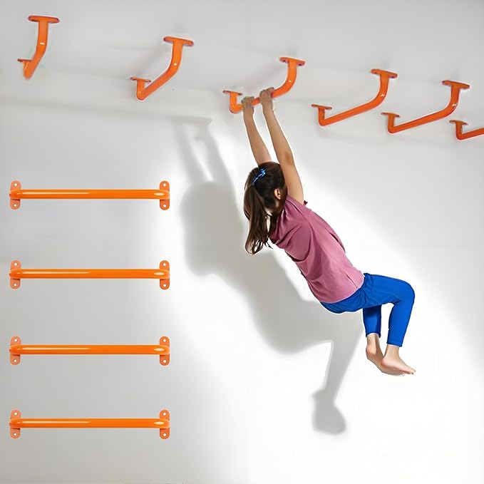 6 Pieces 17 Inch Orange Safety Playground Handles Outdoor - Metal Playset Accessories Handles Swing Sets Attachment Grab Bars, Indoor Kids Ceiling Monkey Bar for Play Structure