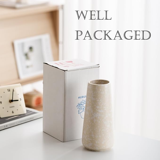 Simple Boho Ceramic Flower Vase for Home Decor (Snowflake,Big) | 8'' Modern Texture vase for Flower Plant Pampas Grass, Fit for Table Shelf Centerpieces, Living Room Kitchen Wedding Gift