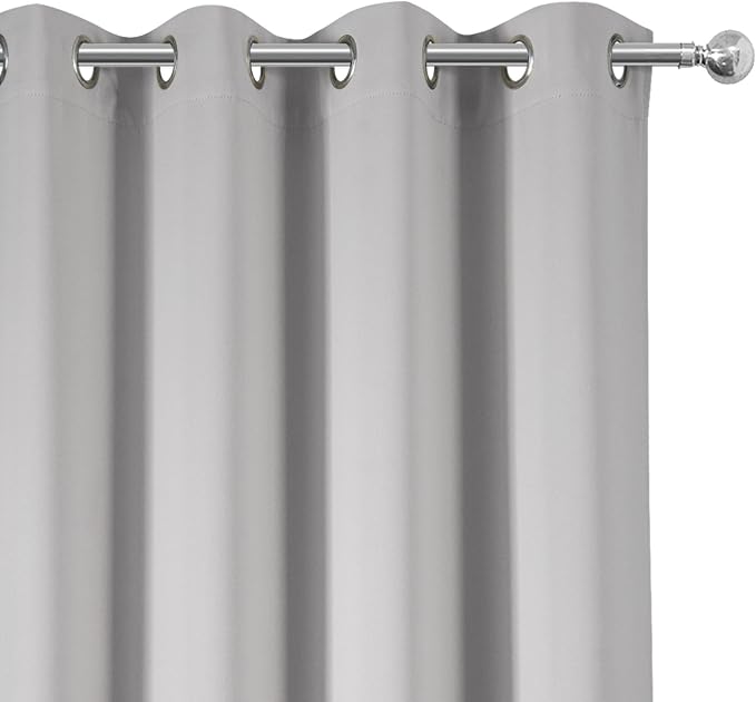 LEMOMO Light Grey Blackout Curtains 42 x 63 Inch Length/Set of 2 Curtain Panels/Thermal Insulated Room Darkening Blackout Curtains for Bedroom