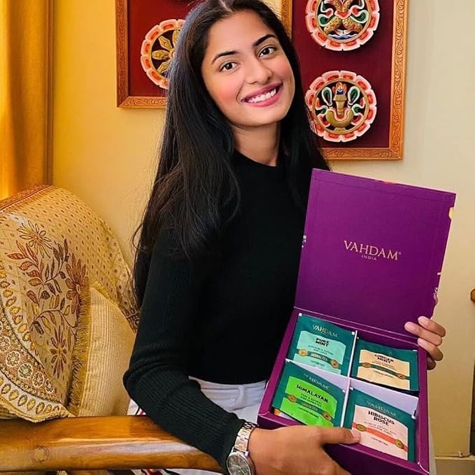 VAHDAM, Assorted Tea in Presentation Box (24 Variants, 24 Pyramid Tea Bags) Long Leaf Pyramid Variety Pack | Premium Tea Gifts | Gifts for Women & Men