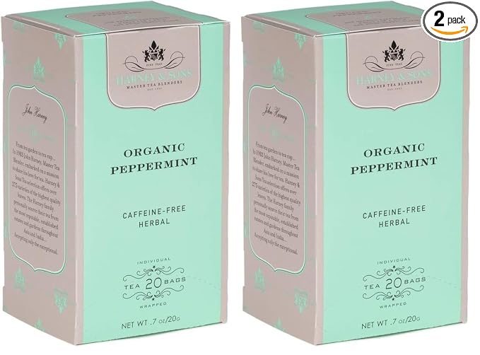 Harney & Sons Premium Organic Herbal Tea, Peppermint, 20 Count (Pack of 2)