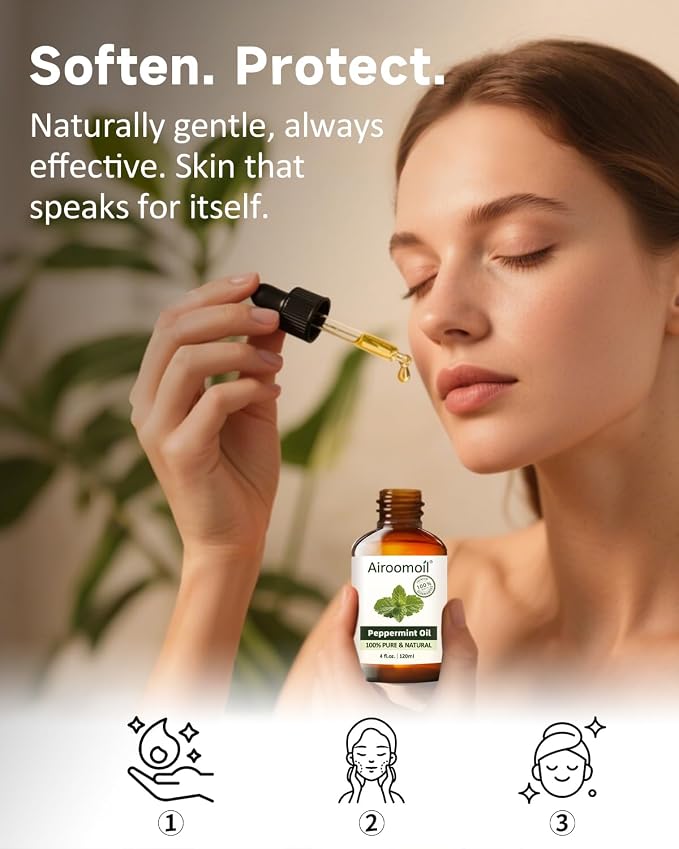 Peppermint Essential Oil 4 fl oz – 100% Pure Mint Oil for Diffuser, Home Office, Study & Gym, Invigorating Scent for DIY Candle, Soap, Shower Steamers – Large Size