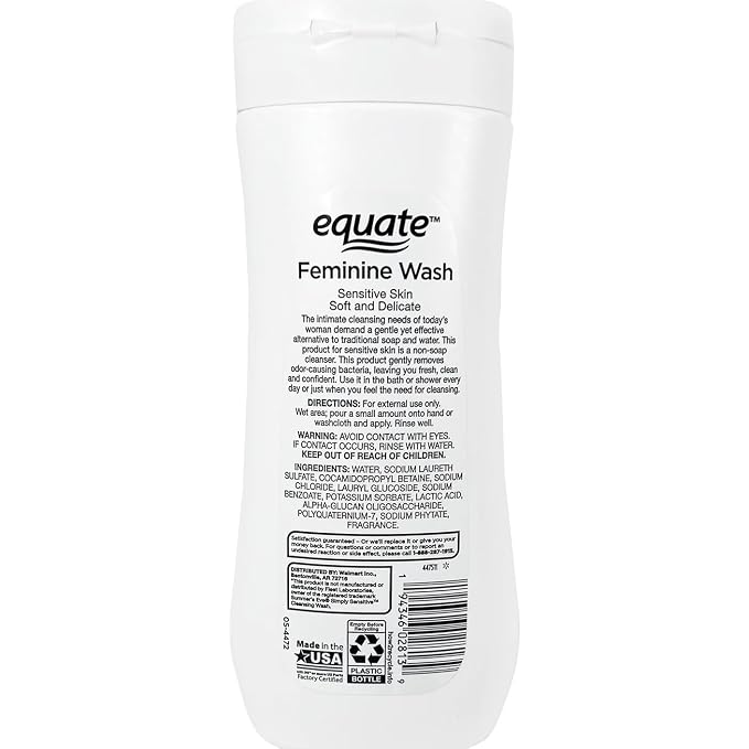 Equate Feminine Wash for Sensitive Skin, Soft & Delicate, (pack of 2) 15 fl oz (444 ml)