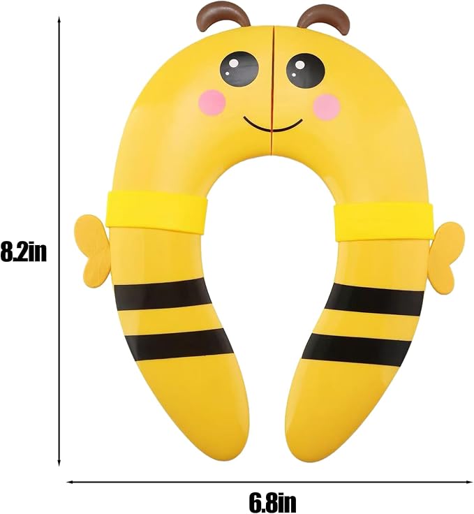 PandaEar Toilet Seat Cover | Folding Travel Toilet Seat for Children and Potty Training | Portable Silicone Toilet Seat for Toddlers, Boys & Girls with Non-Slip Silicone Pads -Bee