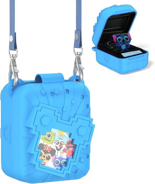 Soft Silicone Case for Bitzee Disney Interactive Toy Digital Pet, Shockproof and Protective Carrying Case for Bitzee Disney Virtual Electronic Pets with Lanyard (Blue)