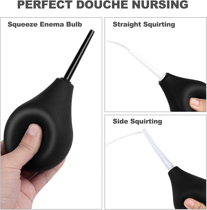 RANEU Enema Bulb Anal Douche Enema Kit for Women & Men with 3 Nozzles (5 Piece Set)