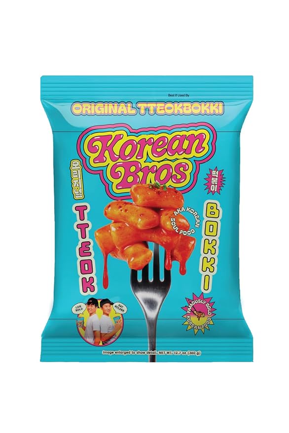 Korean Bros Original Tteokbokki (360g) Spicy Rice Cakes | Korean Street-Style Snack or Meal, 2 Servings